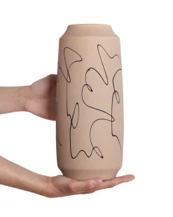 Vaso da fiori SUNFISH Gres porcellanato 33 cm Beige sabbia