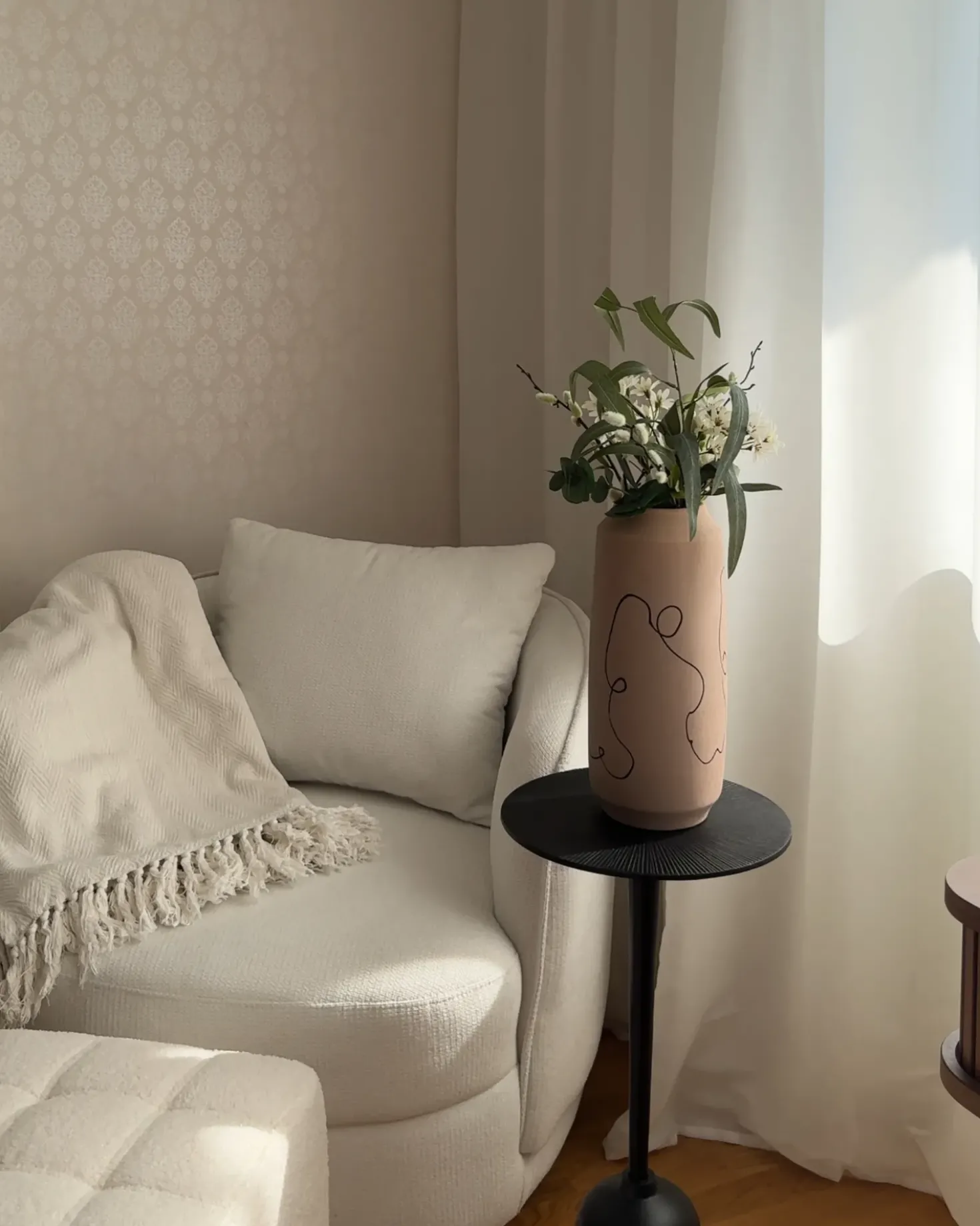 Vaso da fiori SUNFISH Gres porcellanato 33 cm Beige sabbia