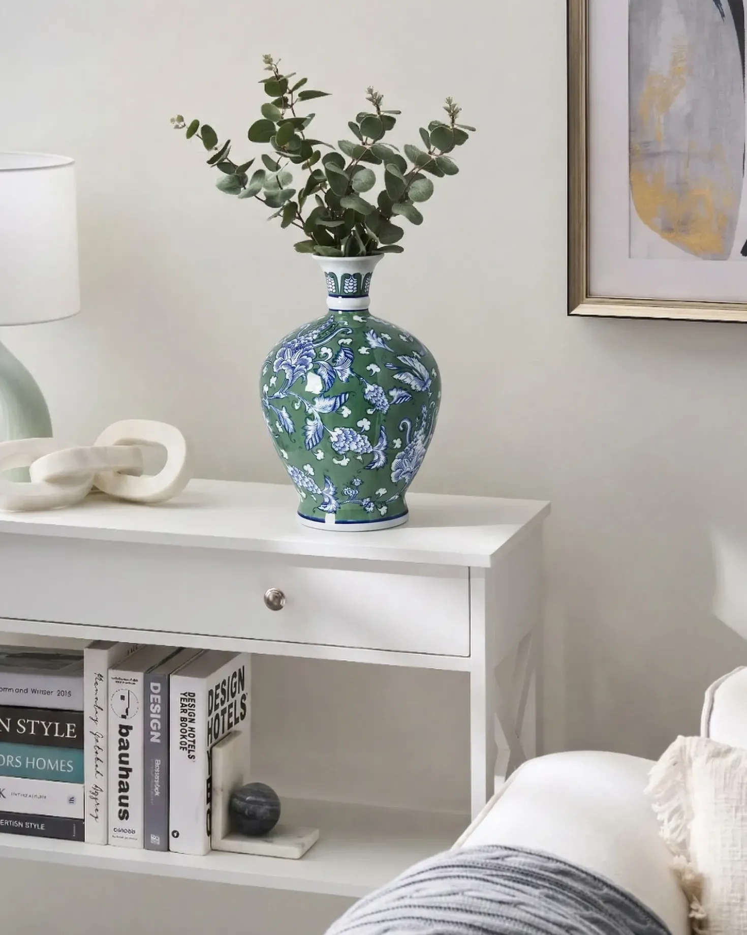 Vaso da fiori VALLADOLID Porcellana 36 cm Verde