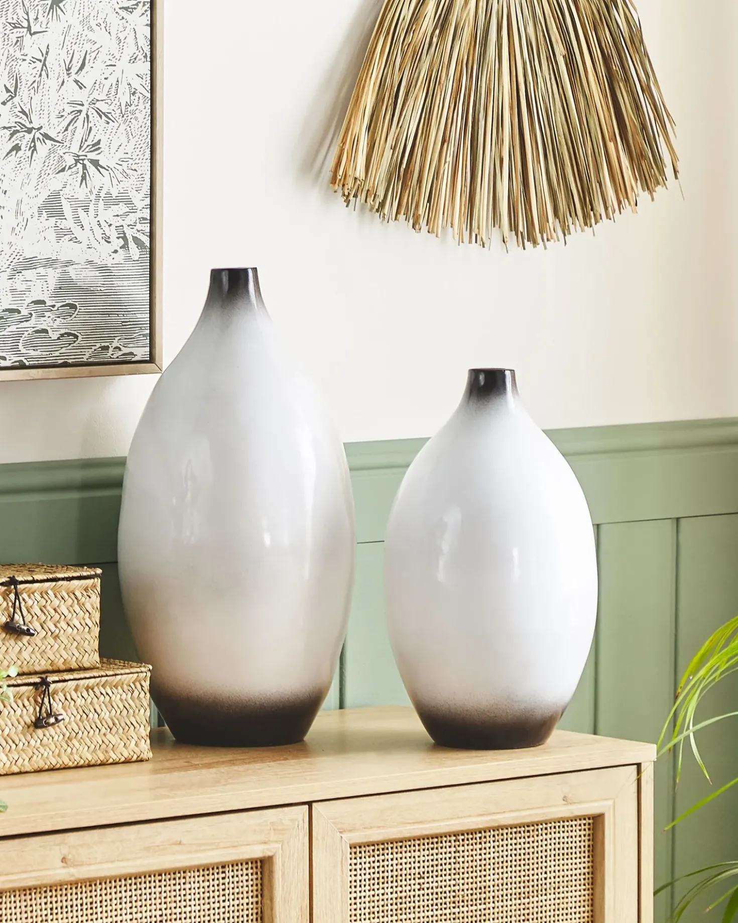 Vaso decorativo BAEZA Ceramica 46 cm Bianco
