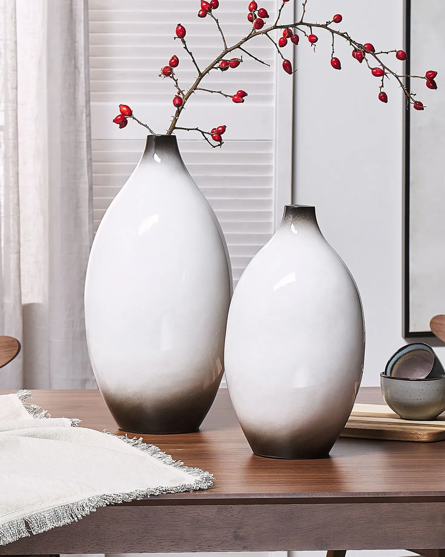 Vaso decorativo BAEZA Ceramica 46 cm Bianco