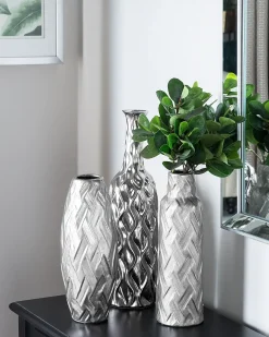 Vaso decorativo BASSANIA Gres porcellanato 45 cm Argento