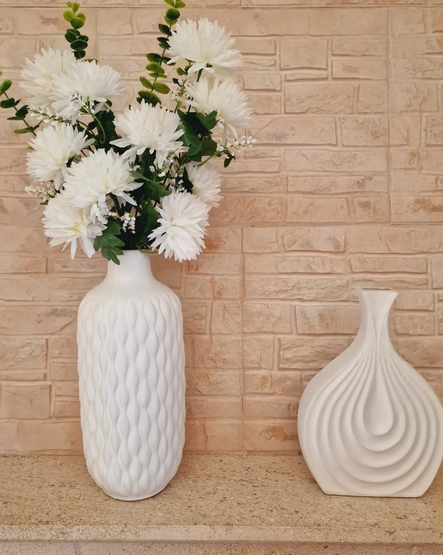 Vaso decorativo EMAR Gres porcellanato 31 cm Bianco