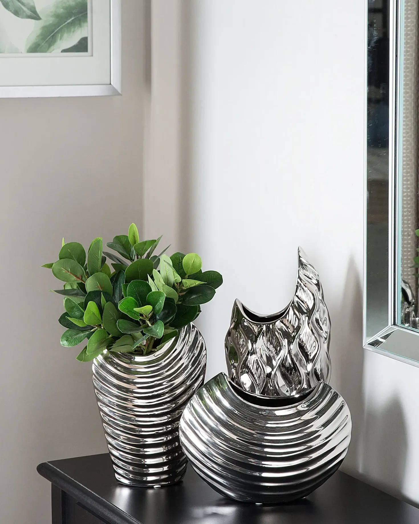 Vaso decorativo HALUZA Gres porcellanato 35 cm Argento