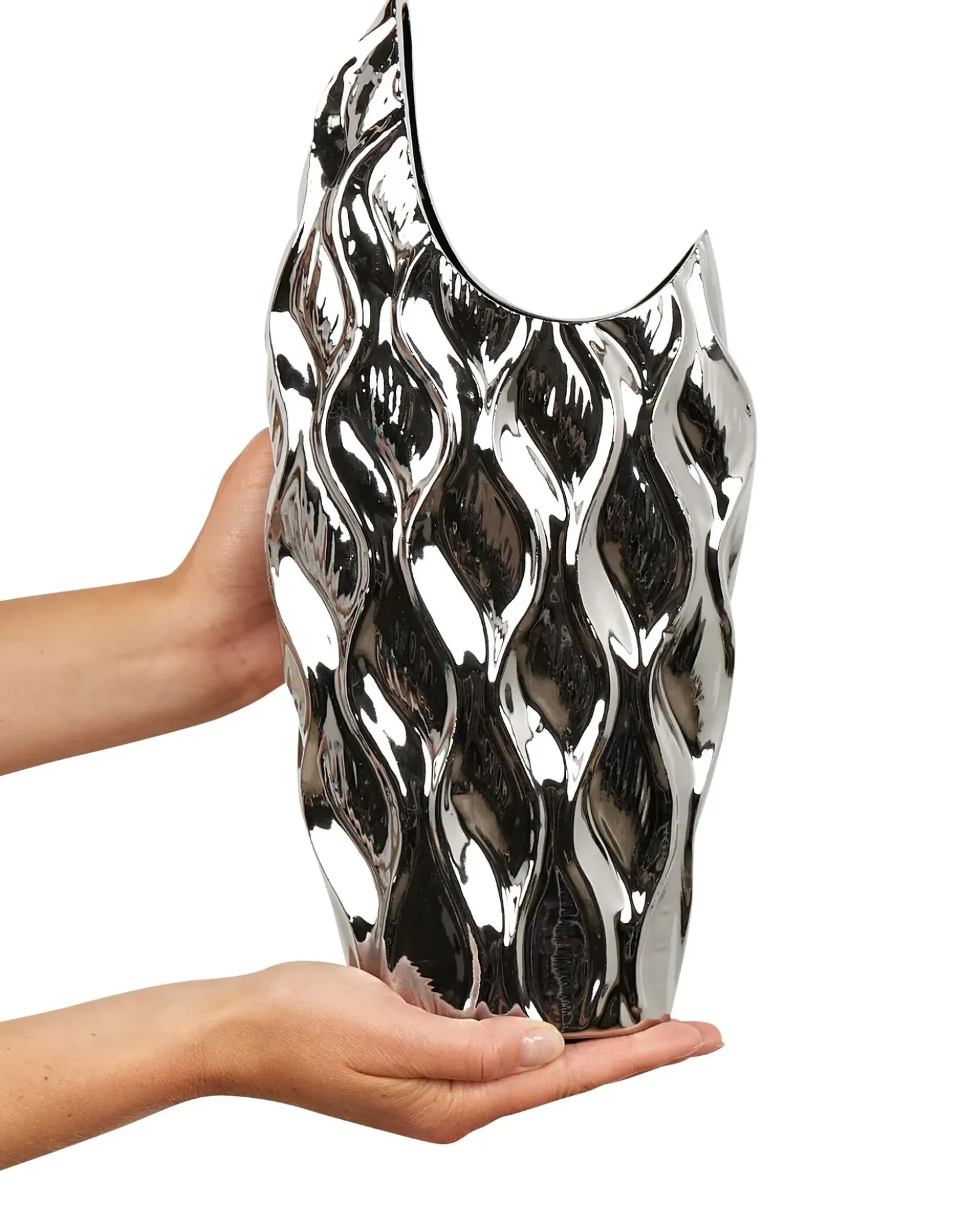 Vaso decorativo HALUZA Gres porcellanato 35 cm Argento