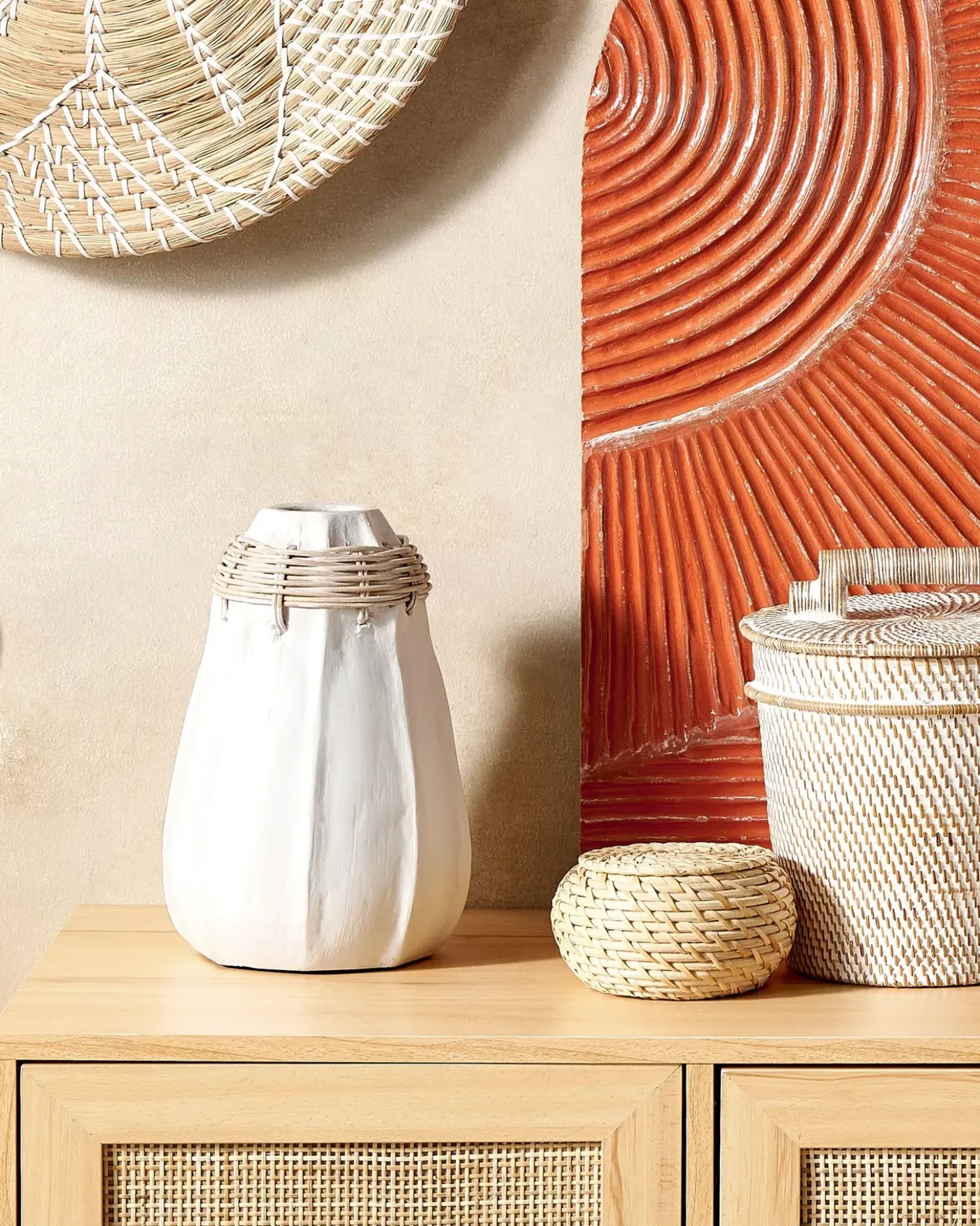 Vaso decorativo KAMPAR Ceramica 30 cm Bianco