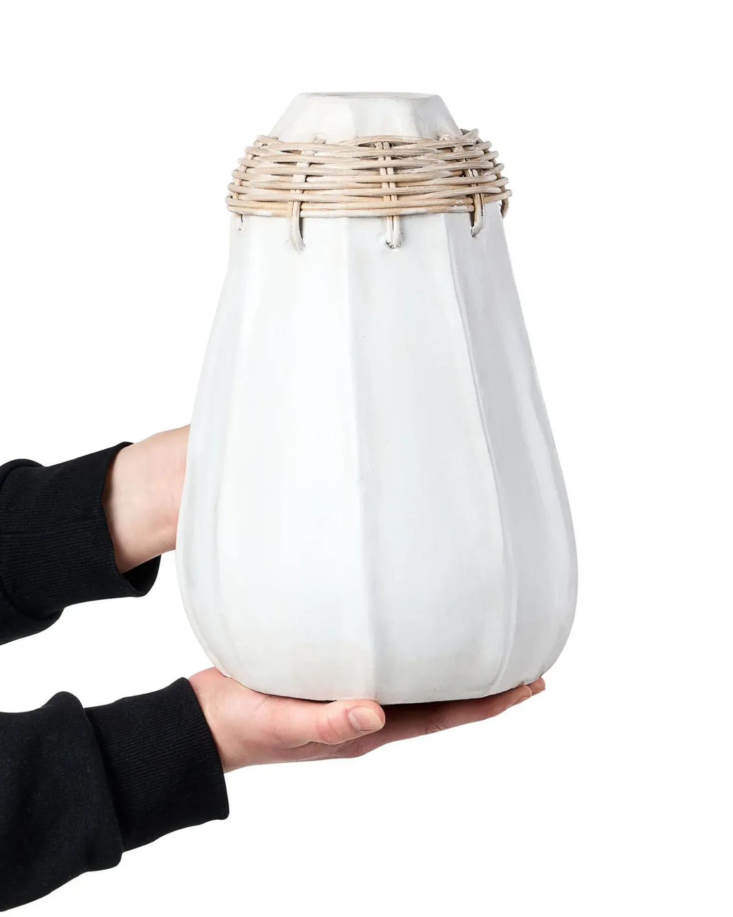 Vaso decorativo KAMPAR Ceramica 30 cm Bianco