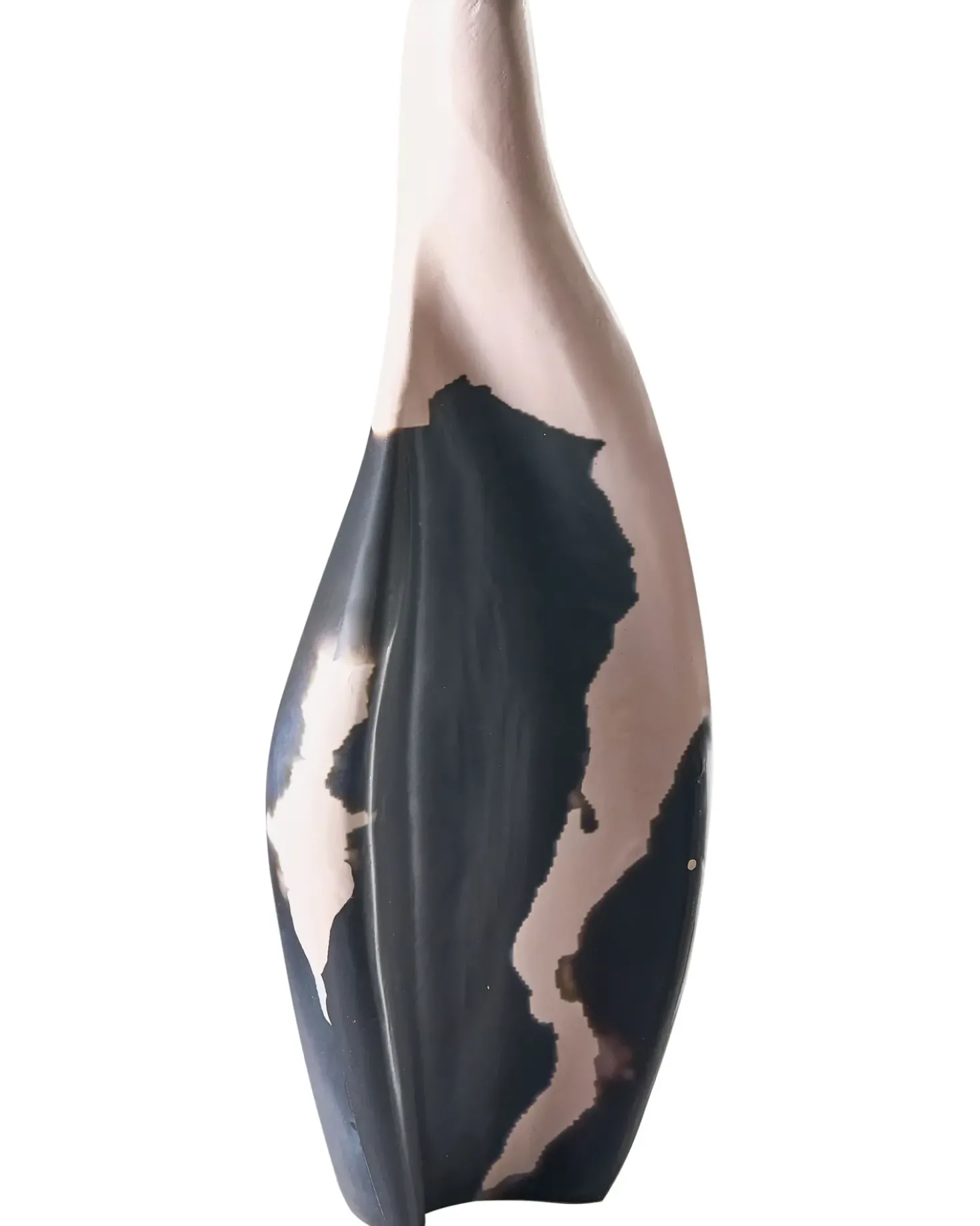 Vaso decorativo LAGOS Legno di mango 40 cm Nero/Beige