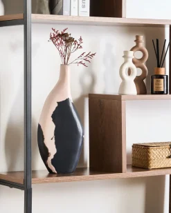 Vaso decorativo LAGOS Legno di mango 40 cm Nero/Beige