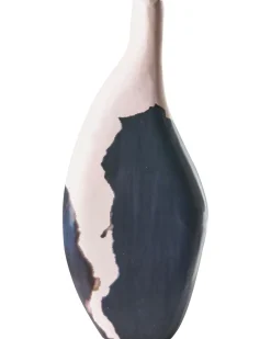 Vaso decorativo LAGOS Legno di mango 40 cm Nero/Beige