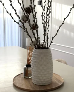 Vaso decorativo LINZI Gres porcellanato 25 cm Bianco