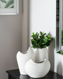 Vaso decorativo LINZI Gres porcellanato 25 cm Bianco