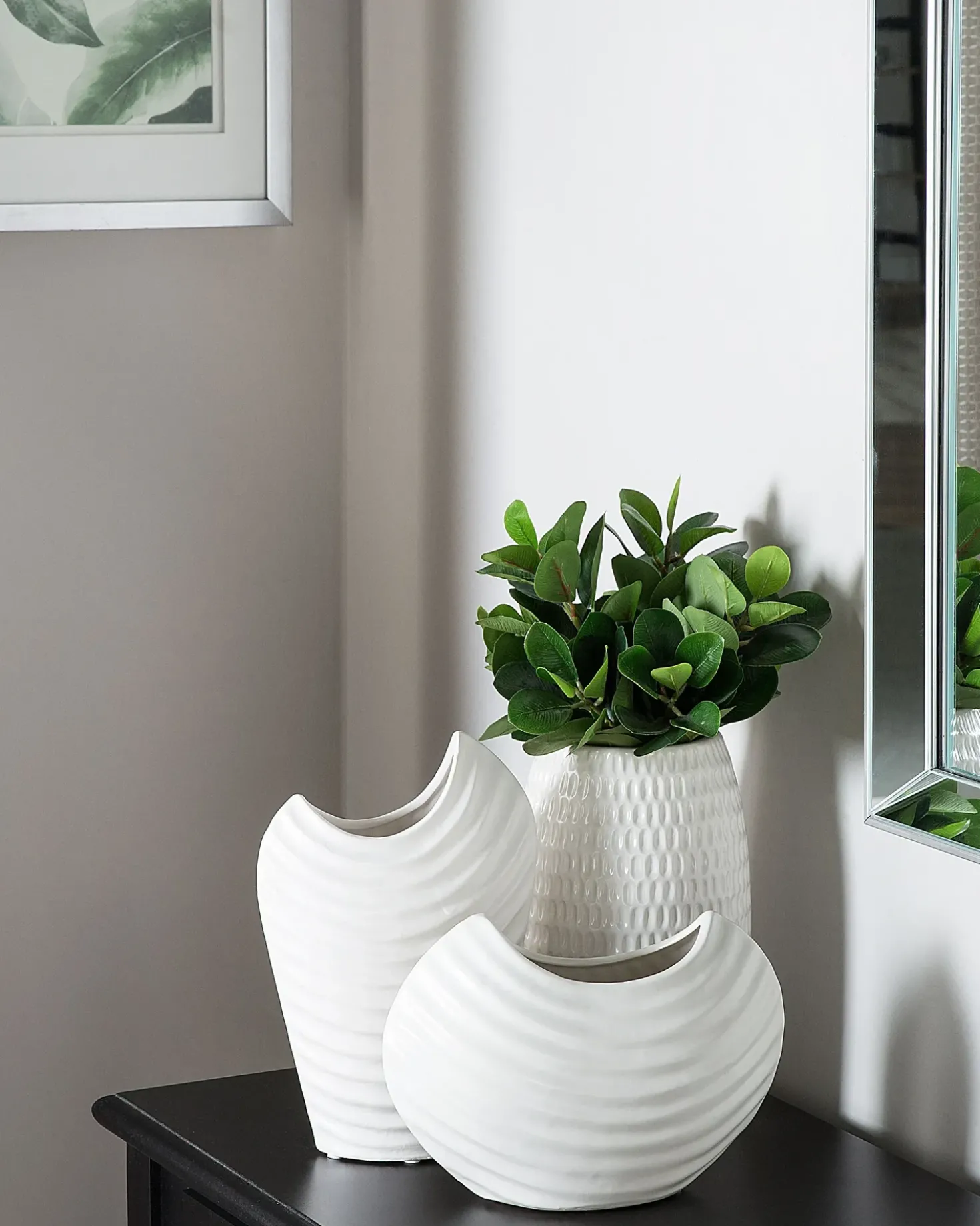 Vaso decorativo LINZI Gres porcellanato 25 cm Bianco