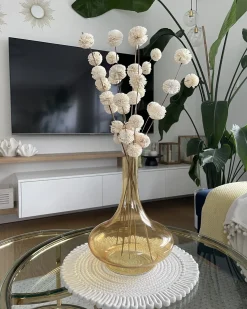 Vaso decorativo PANEER Vetro 30 cm Giallo