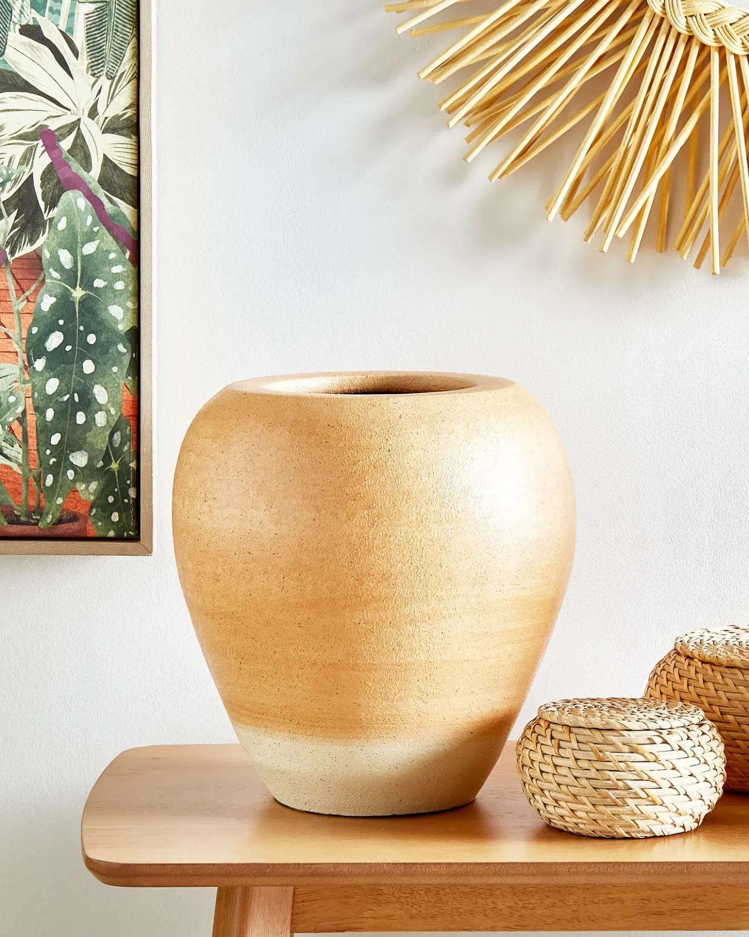 Vaso decorativo SKIONE Ceramica 34 cm Marrone chiaro