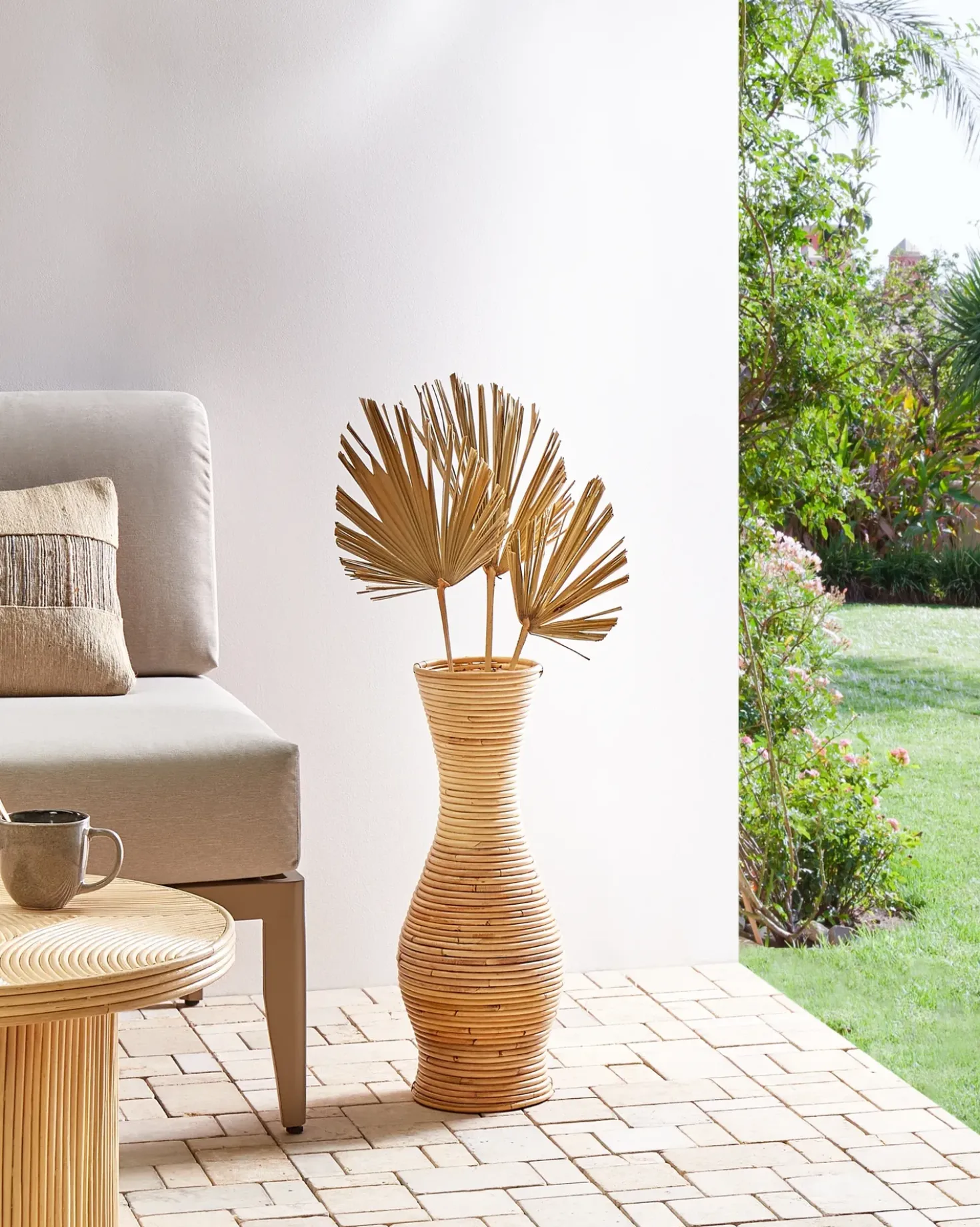 Vaso decorativo TRINISA Rattan 50 cm Naturale