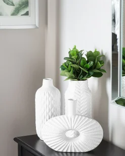 Vaso decorativo XANTHOS Gres porcellanato 32 cm Bianco