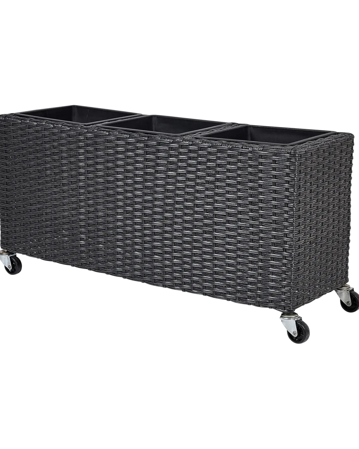 Vaso per piante BELLIS Rattan sintetico (PE) 82 cm Nero