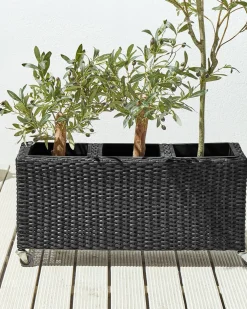 Vaso per piante BELLIS Rattan sintetico (PE) 82 cm Nero