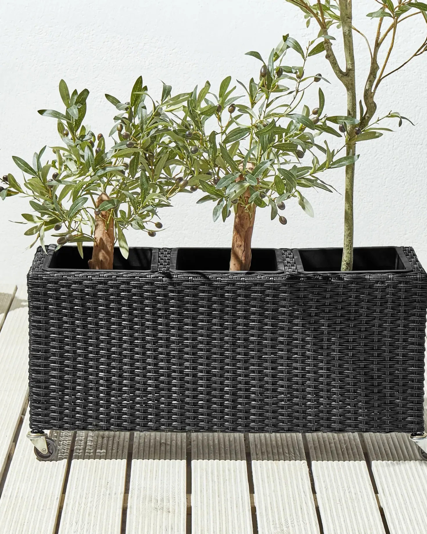 Vaso per piante BELLIS Rattan sintetico (PE) 82 cm Nero