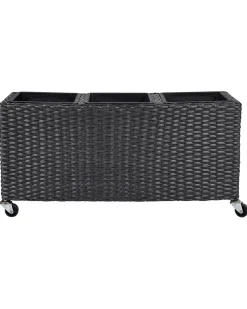 Vaso per piante BELLIS Rattan sintetico (PE) 82 cm Nero