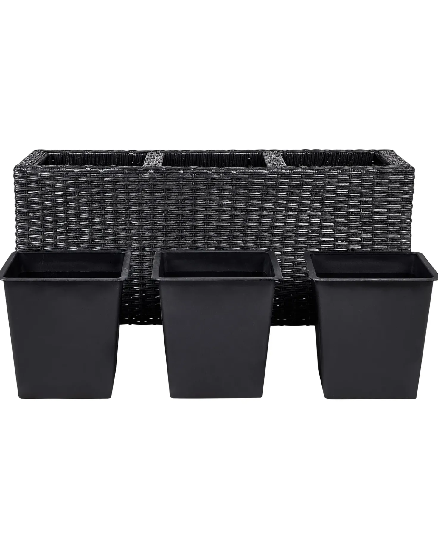 Vaso per piante BELLIS Rattan sintetico (PE) 82 cm Nero
