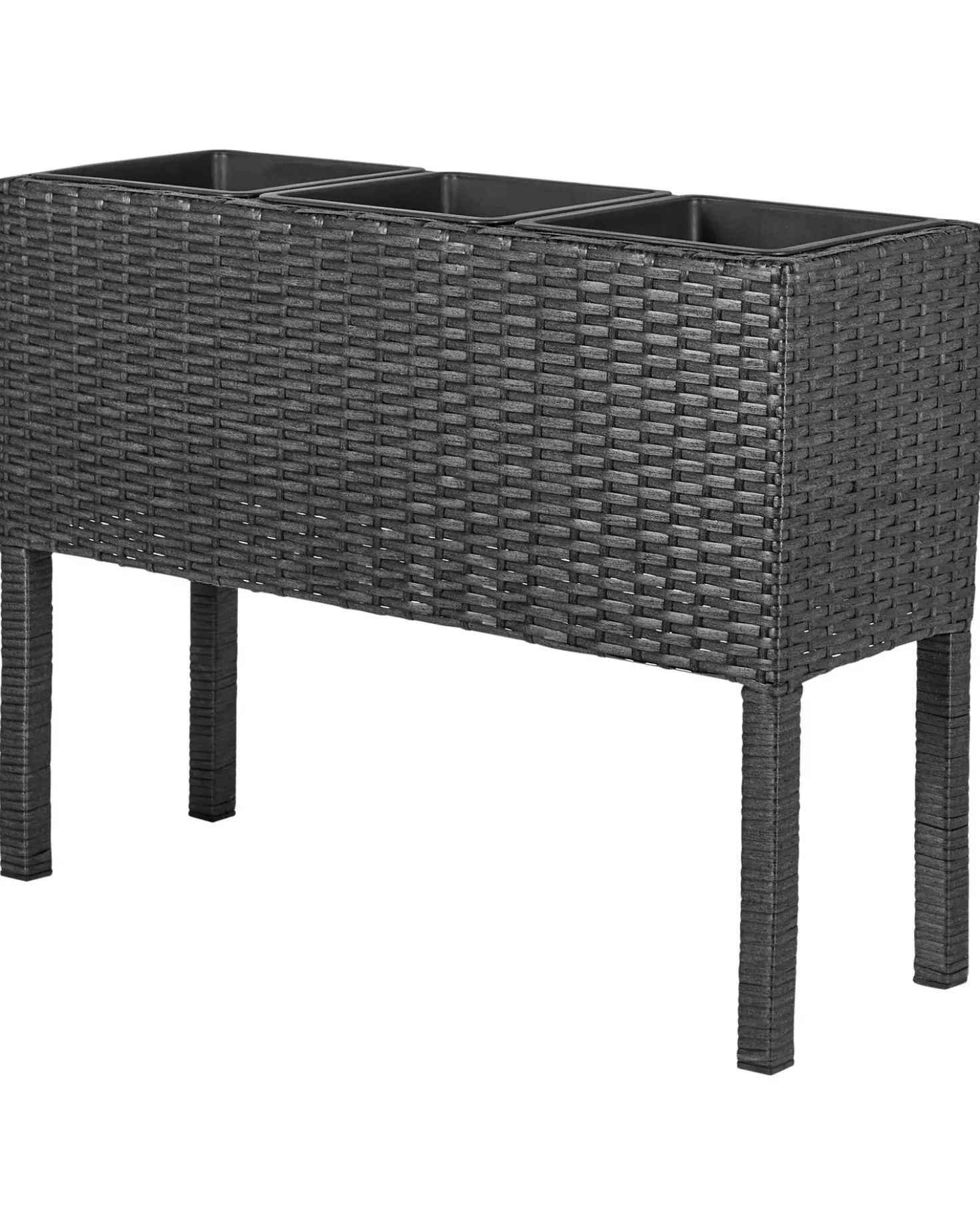 Vaso per piante rialzato CARAGANA Rattan sintetico (PE) 77 cm Nero