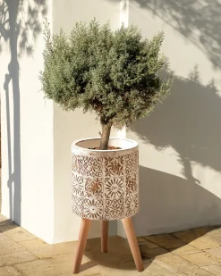 Vaso per piante rialzato KARISTOS 36 cm Bianco sporco
