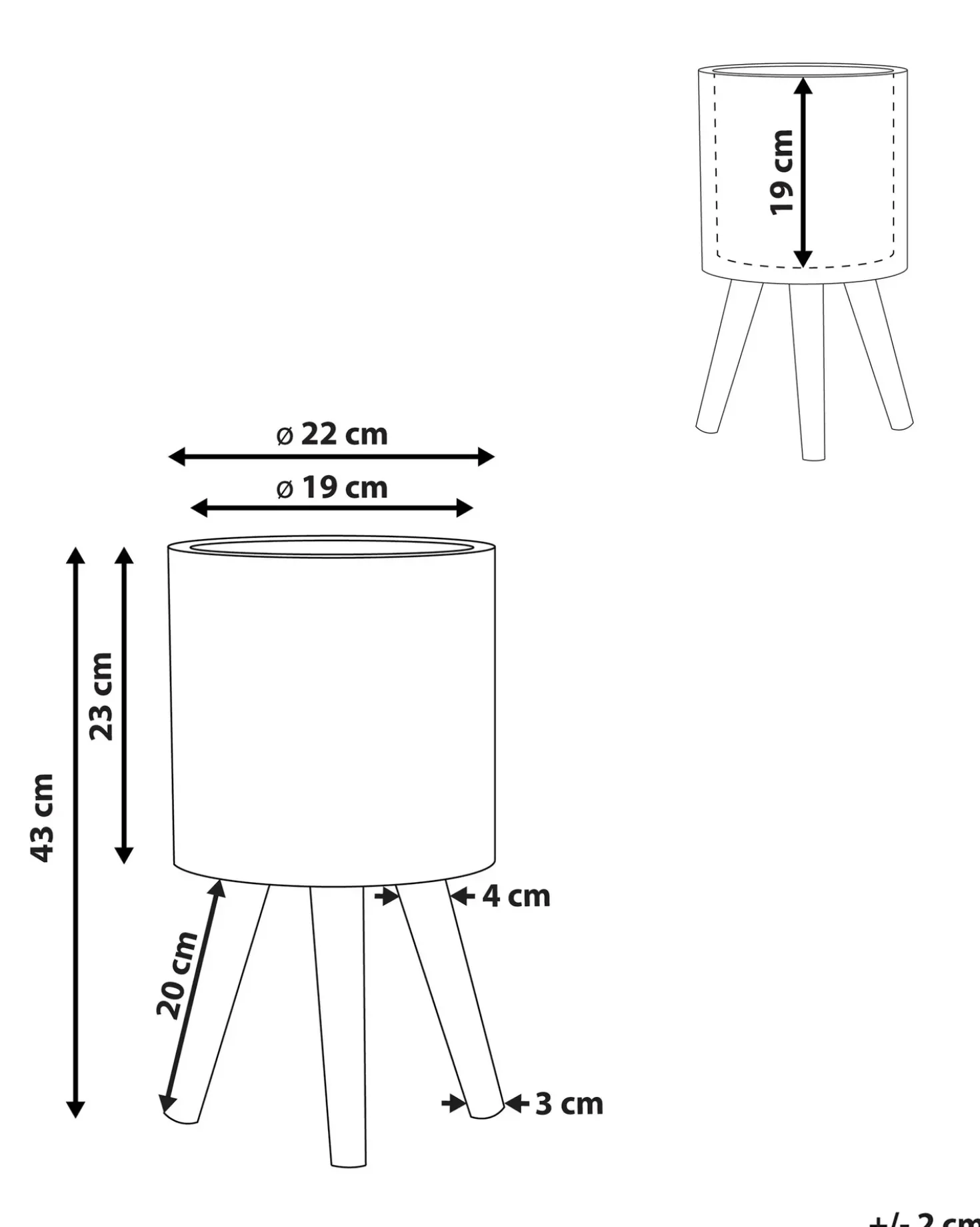 Vaso per piante rialzato KOTTES 22 cm Marrone chiaro