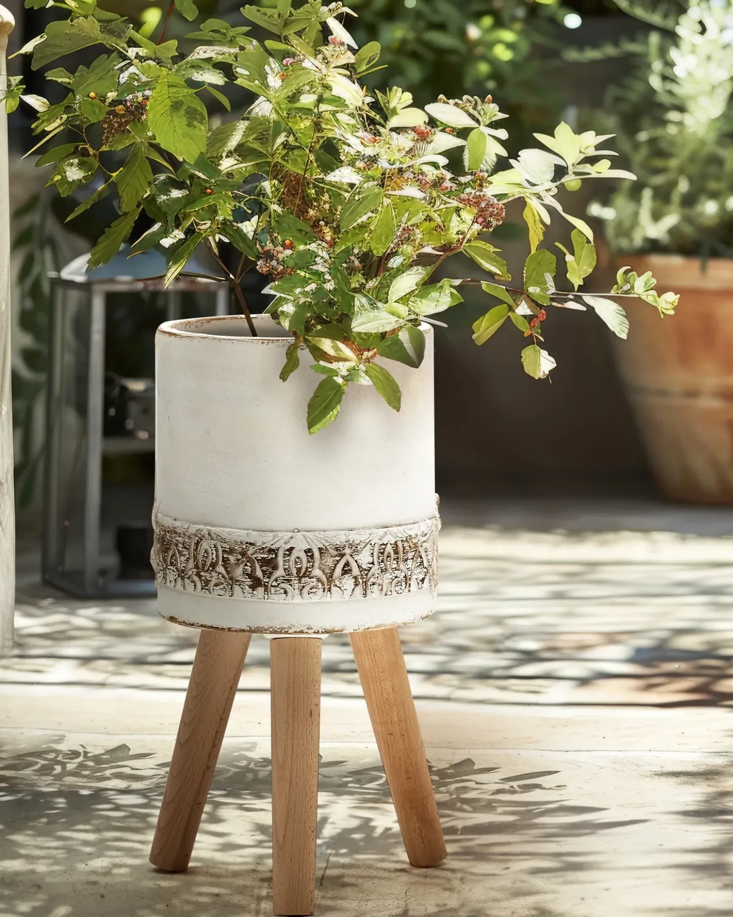 Vaso per piante rialzato SKIATOS 22 cm Bianco sporco