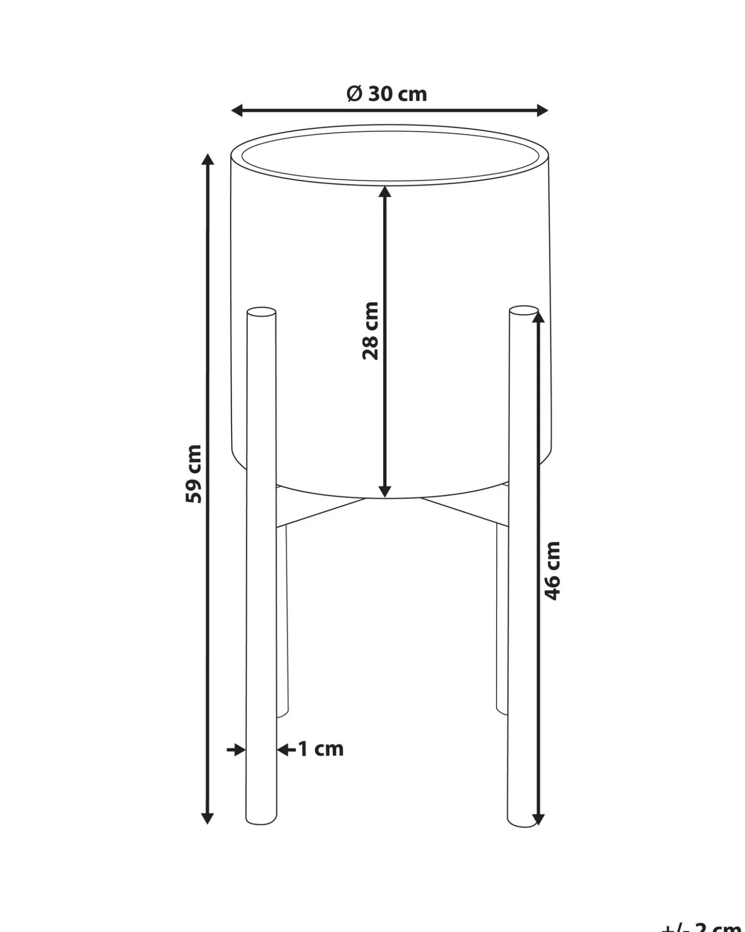 Vaso per piante rialzato PINSAPO Metallo 30 cm Grigio