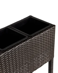 Vaso per piante rialzato CARAGANA Rattan sintetico (PE) 77 cm Marrone scuro