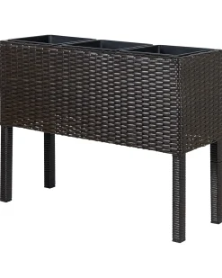 Vaso per piante rialzato CARAGANA Rattan sintetico (PE) 77 cm Marrone scuro