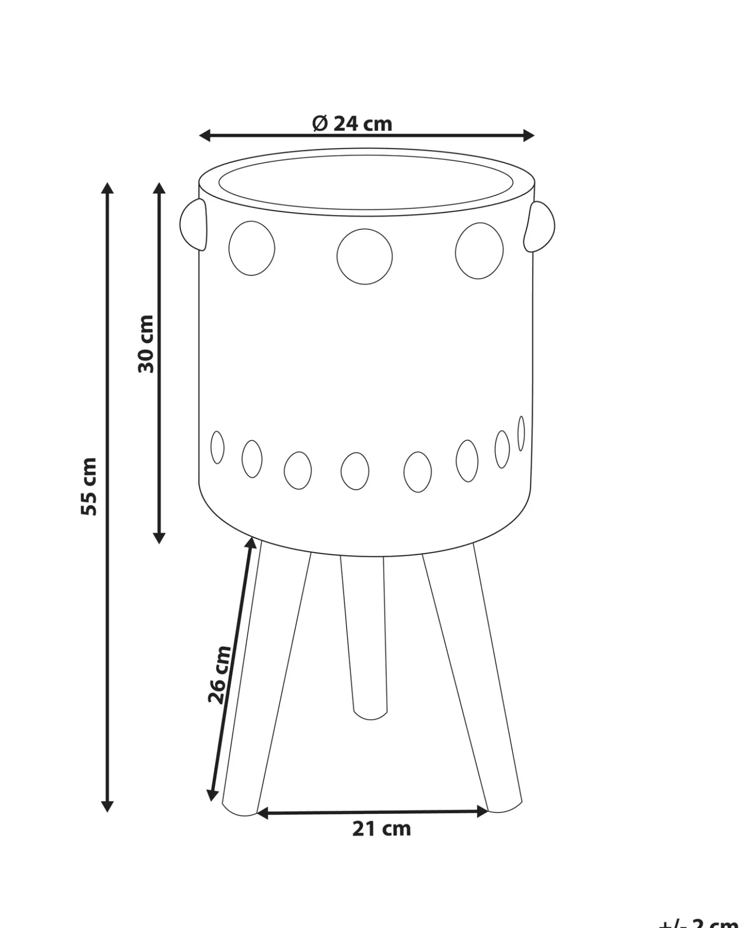 Vaso per piante rialzato BRUNNERA 24 cm Grigio grafite