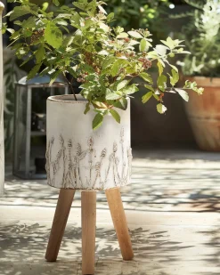 Vaso per piante rialzato JANINA 24 cm Bianco sporco