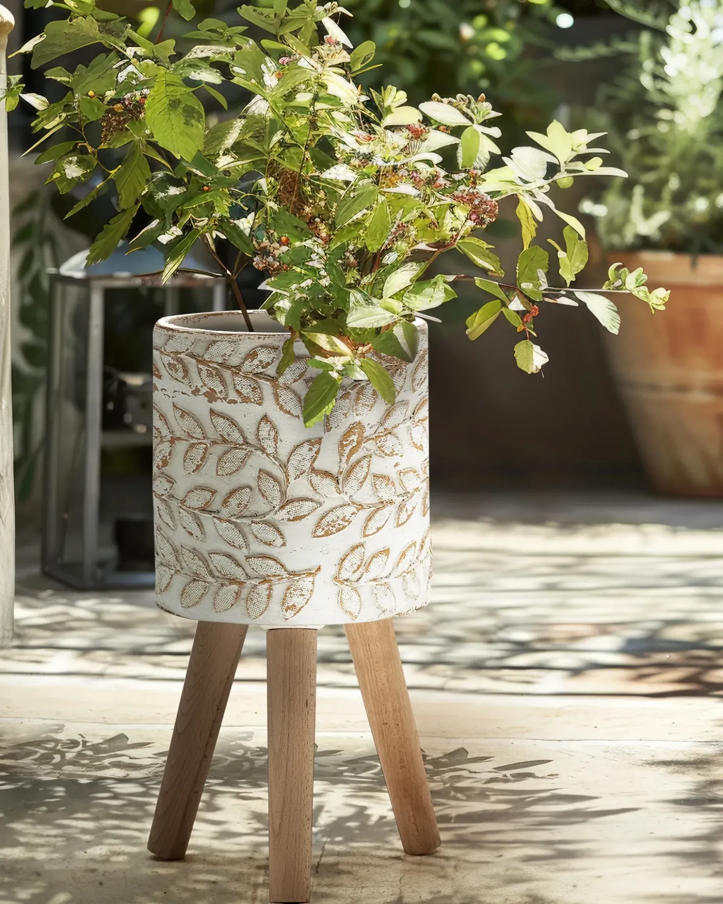 Vaso per piante rialzato ALIARTOS 26 cm Bianco sporco