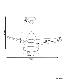 Ventilatore a soffitto con luce STRAWBERRY con telecomando LED Grigio