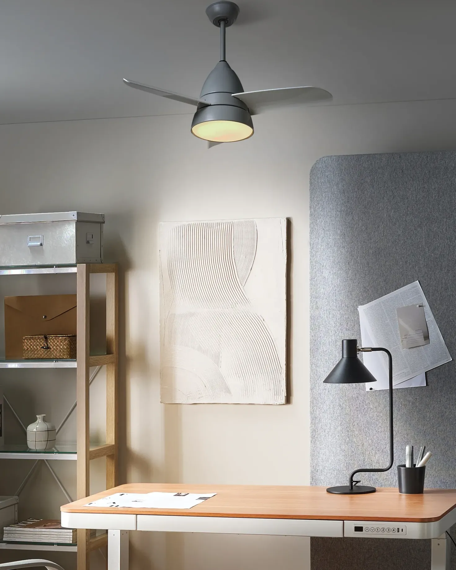 Ventilatore a soffitto con luce STRAWBERRY con telecomando LED Grigio