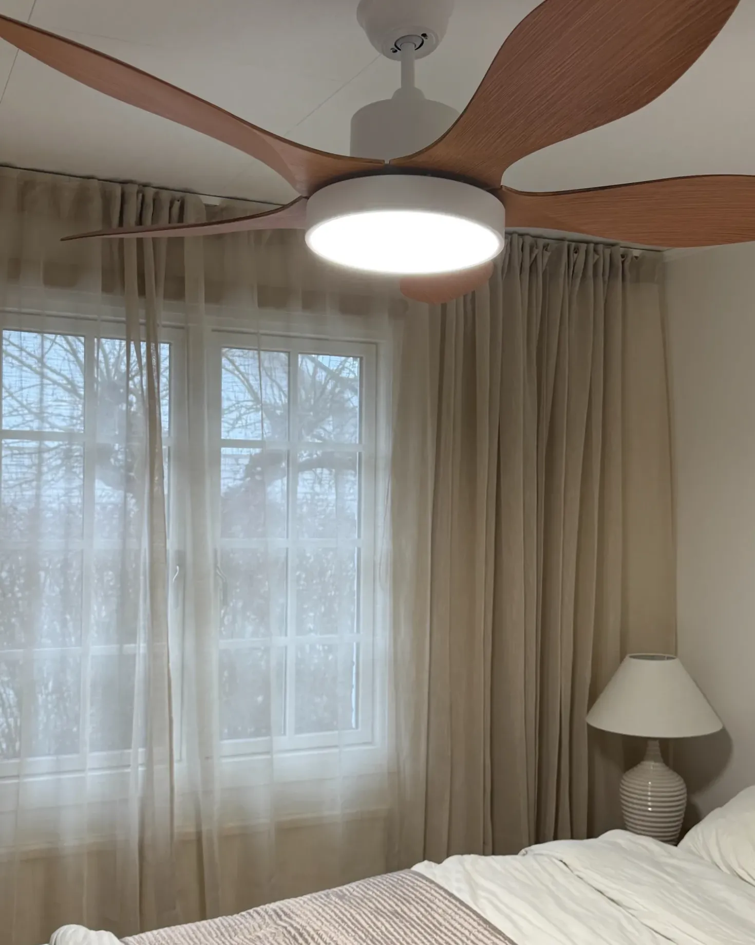Ventilatore a soffitto con luce BARBET con telecomando LED Marrone chiaro