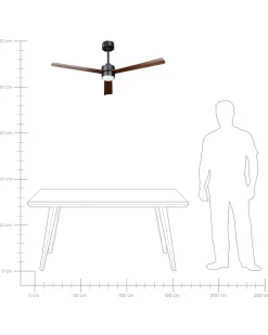 Ventilatore a soffitto con luce JEREMY con telecomando LED Marrone