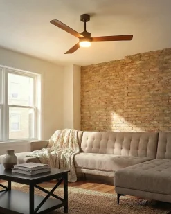 Ventilatore a soffitto con luce JEREMY con telecomando LED Marrone