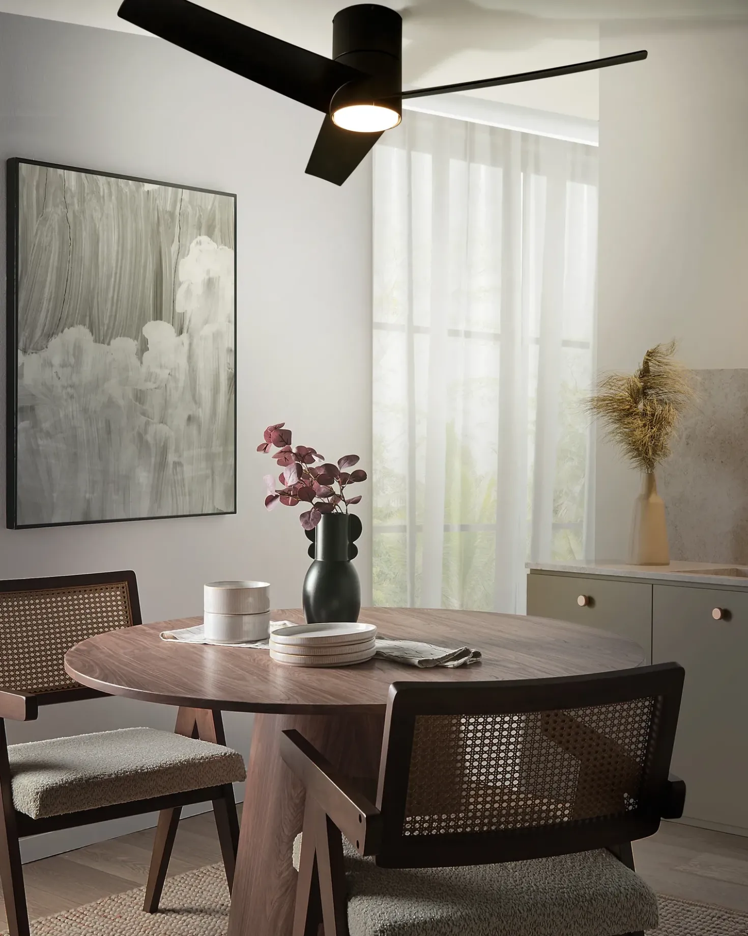 Ventilatore a soffitto con luce CANETE con telecomando LED Nero