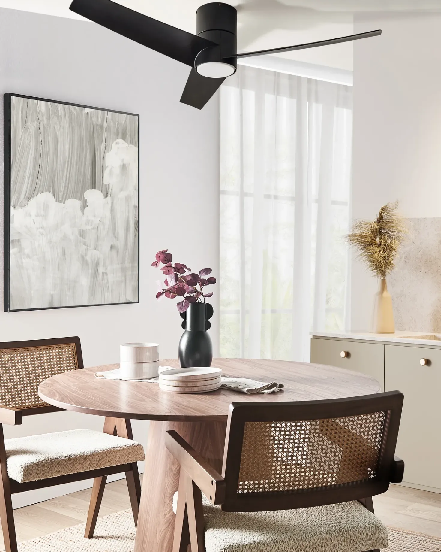 Ventilatore a soffitto con luce CANETE con telecomando LED Nero