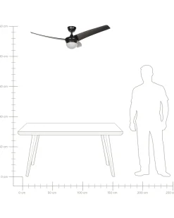 Ventilatore a soffitto con luce JIBOA con telecomando Nero