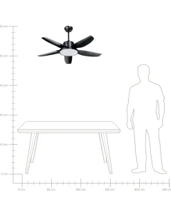 Ventilatore a soffitto con luce LOUVET con telecomando LED Nero