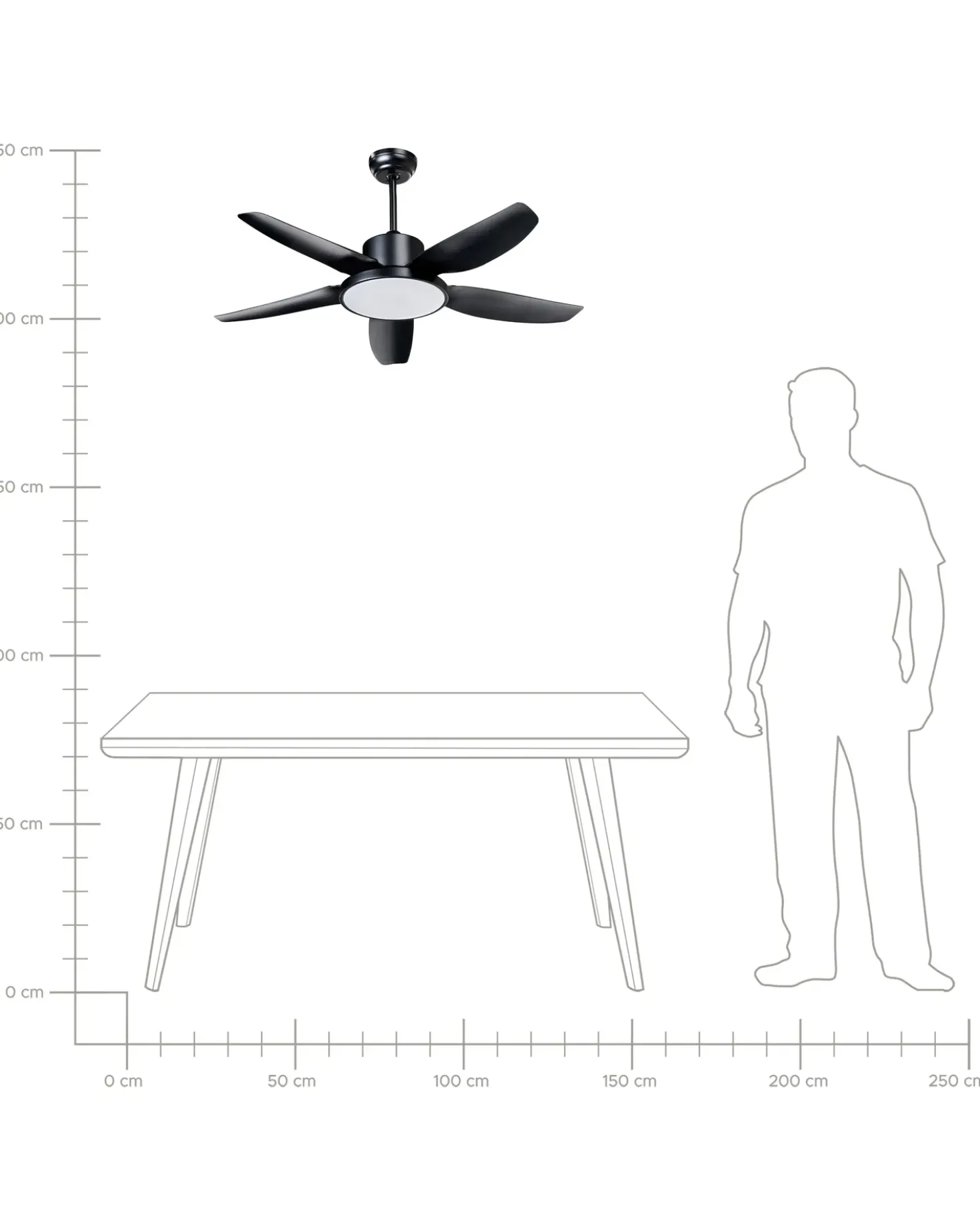 Ventilatore a soffitto con luce LOUVET con telecomando LED Nero