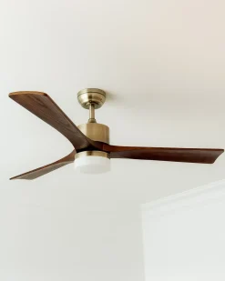 Ventilatore a soffitto con luce ARUWIMI con telecomando LED Ottone