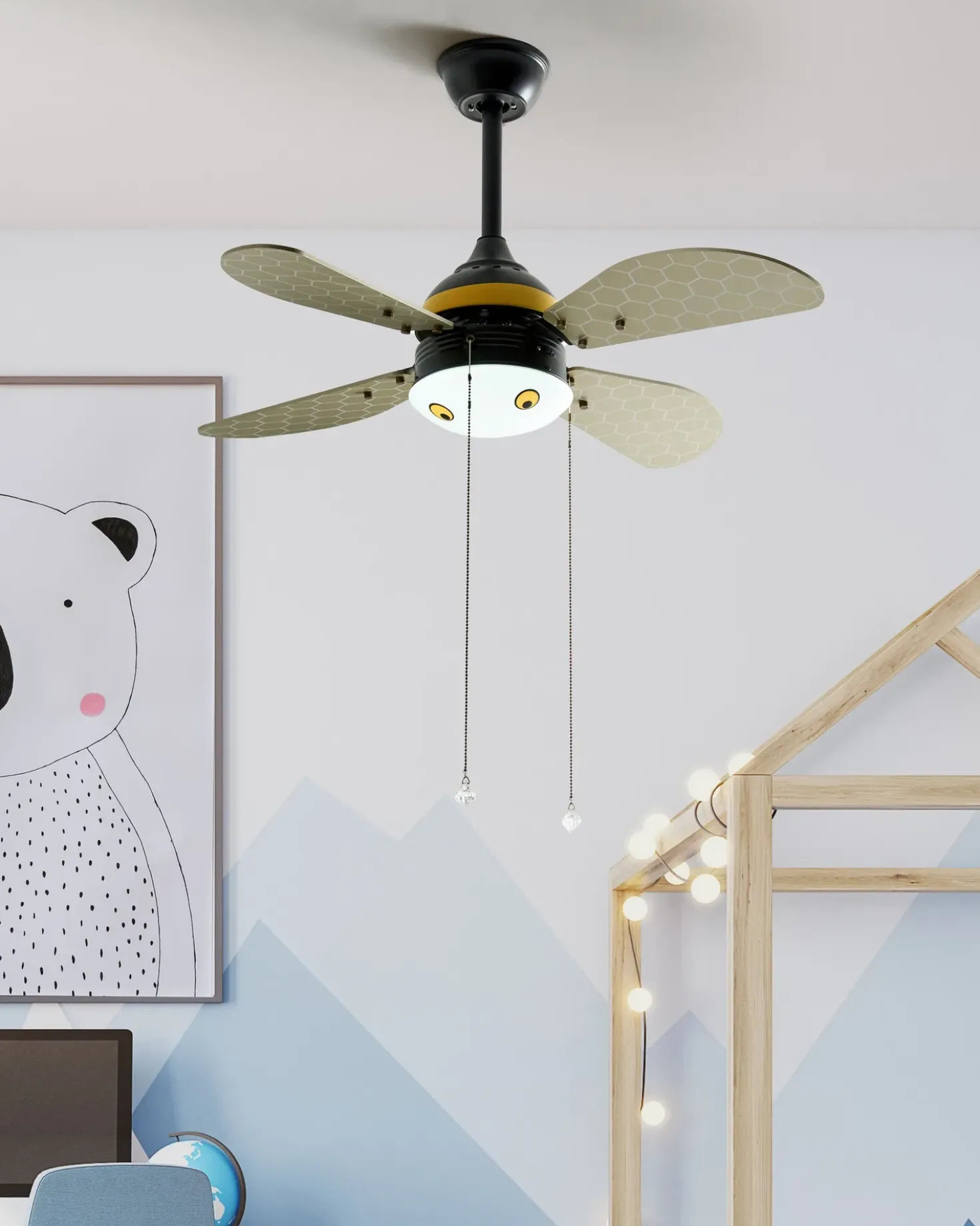 Ventilatore a soffitto con luce DOLORES LED Giallo