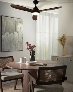 Ventilatore a soffitto con luce MOYAR con telecomando LED Marrone scuro