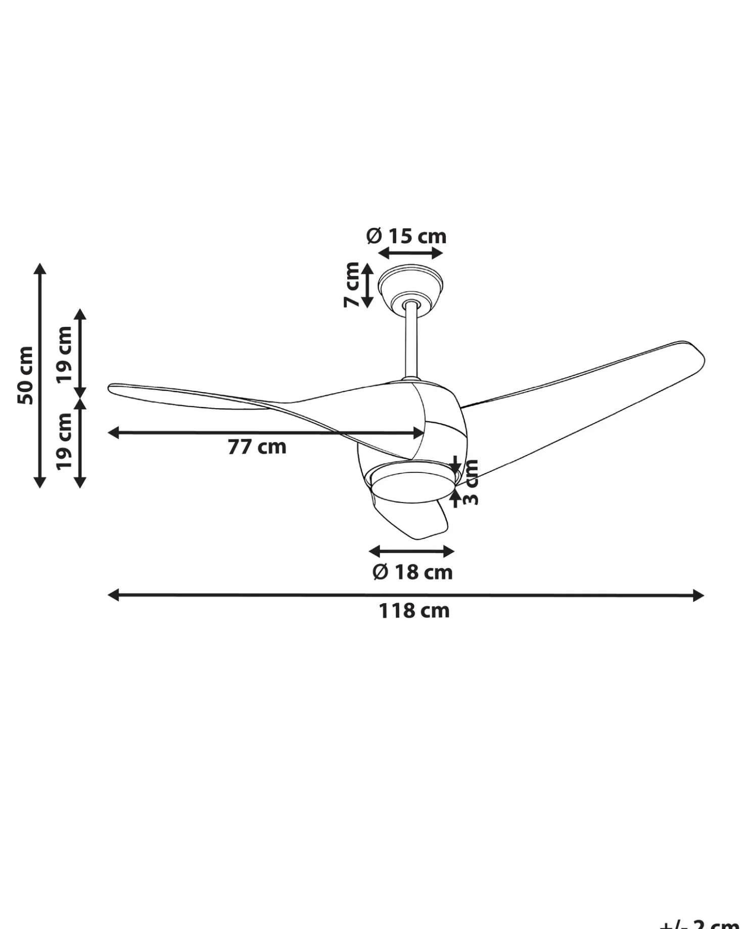 Ventilatore a soffitto con luce PARIA con telecomando Marrone